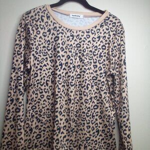 Lamibaby Shirt M Long Sleeve Animal Print Brown Black